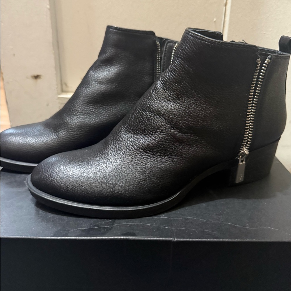 Kenneth Cole Black Pebbled Leather Ankle Booties